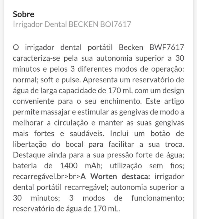 Irrigador oral Becken NOVO