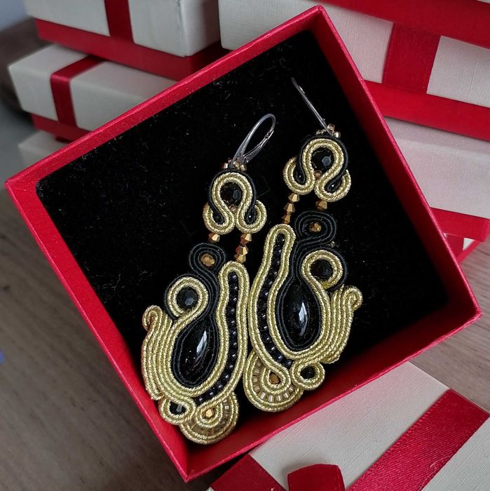 Kolczyki sutasz soutache ślub wesele