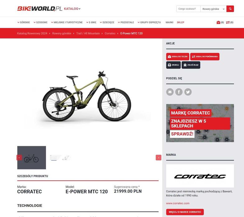 Corratec MTC 120 S 29" Full Rower elektryczny Bosch CX 4 85Nm smart