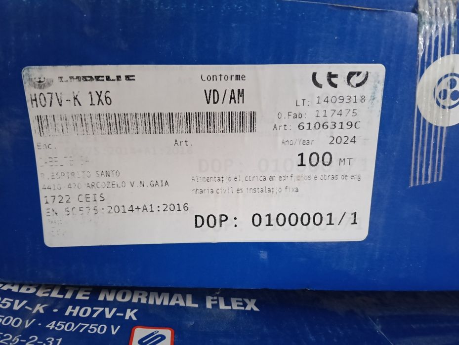 4 Rolos Fio eléctrico 6mm