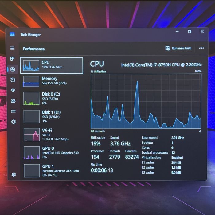 Asus Rog Strix Core i7, gtx 1060 6Gb, 16Gb