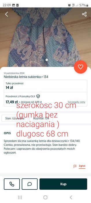 Niebieska sukienka letnia r 128/134