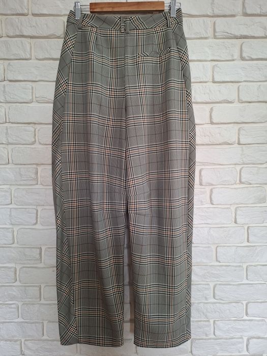 Primark 36 Nowe Szerokie Spodnie w kratę Wysoki Stan