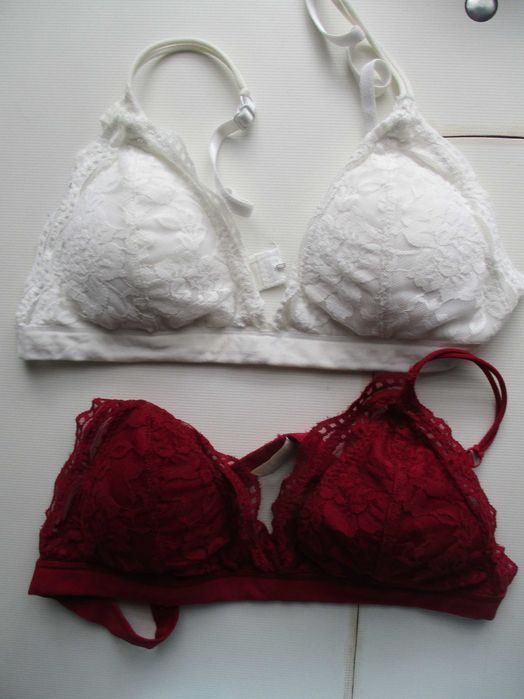 Biustonosze 2 szt biały i bordowy dziewczęce usztywniane