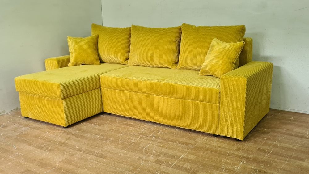 Nowy Narożnik sprężyny automat sztruks welur plusz kanapa sofa