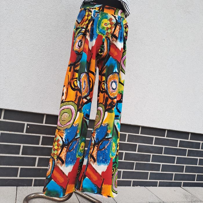 Spodnie tęczowe handmade damskie