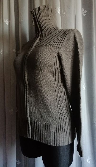 M&S Khaki Super sweter bluza golf Kardigan Bawełna zielony M L