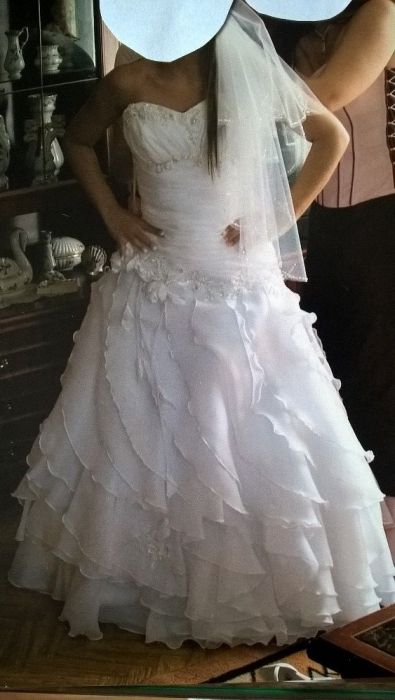 Suknia Ślubna Falbana roz 34-36 kolor biały