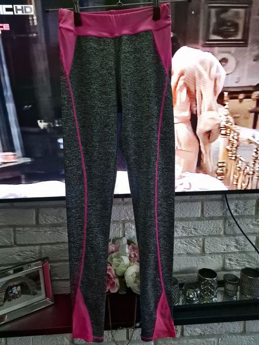 Legginsy szaro różowe