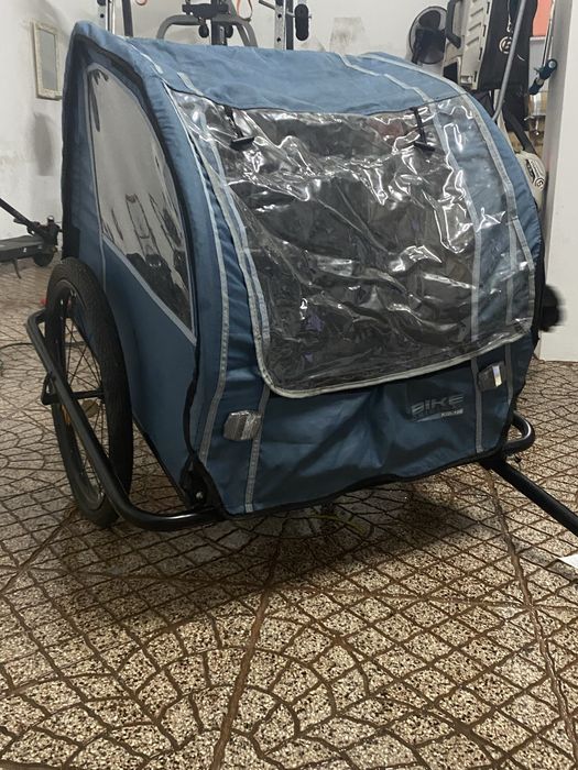 Reboque de Bicicleta para Crianças com 2 Lugares azul