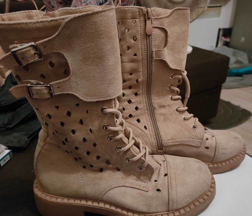 Jenny Fairy_Botki Damskie_Beż/ Beż/ Zamsz_37_Okazja