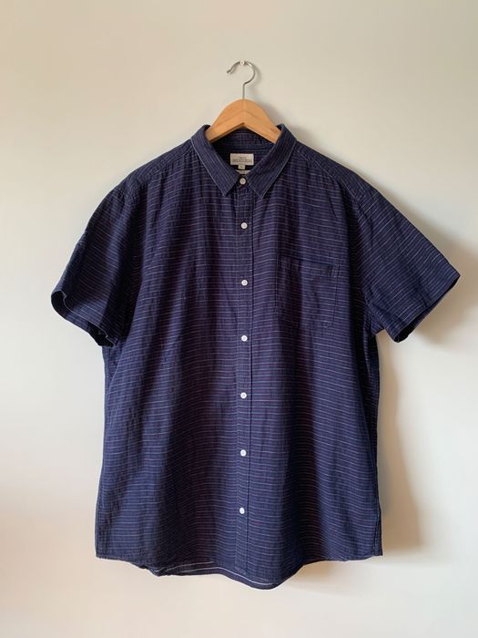 Granatowa koszula w białe i czerwone prążki duży rozmiar XL