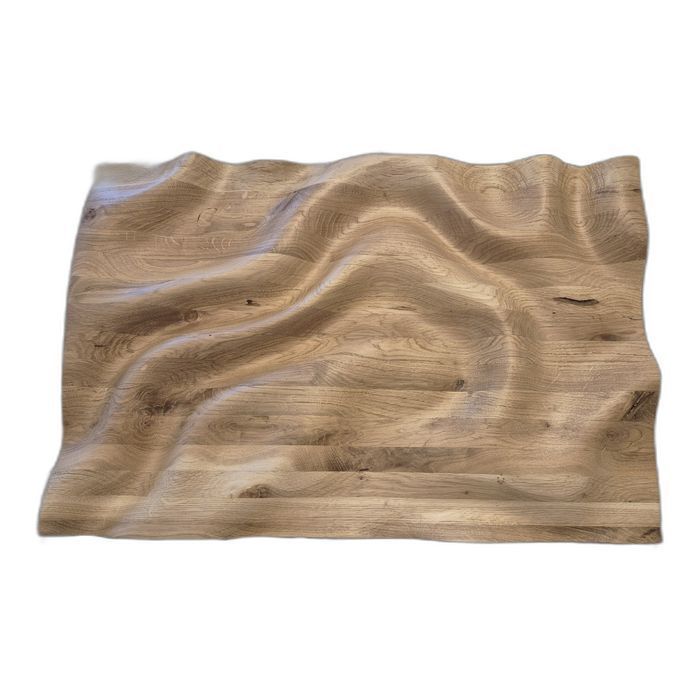 Dębowy panel 3D – fala i górski krajobraz 56 × 37 cm