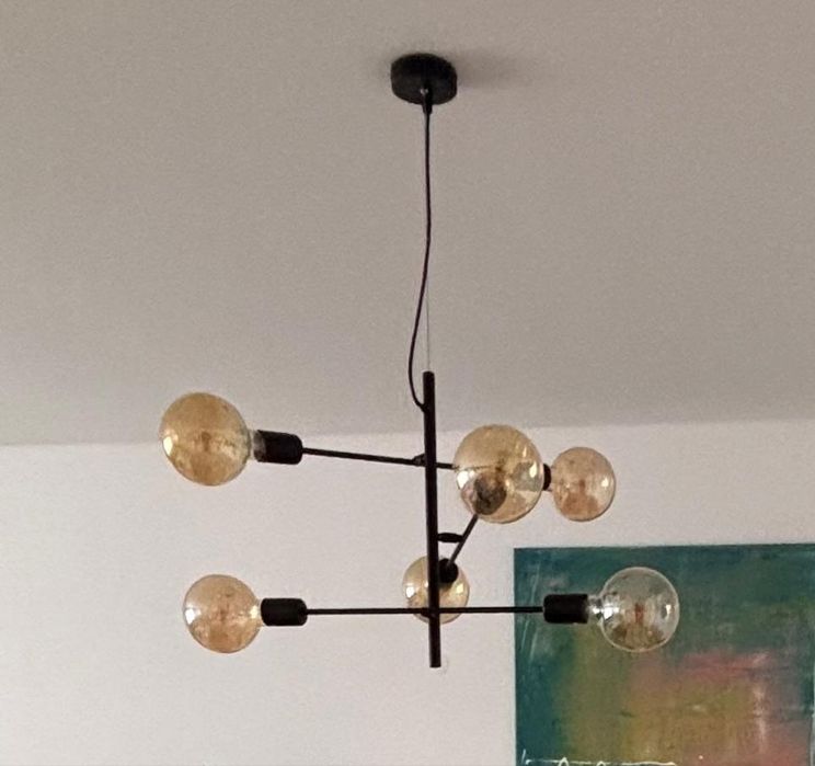 Candeeiro suspensão industrial 6 luzes
