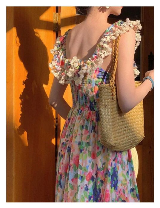 Платье миди в французком стиле в цветочный принт number nine july