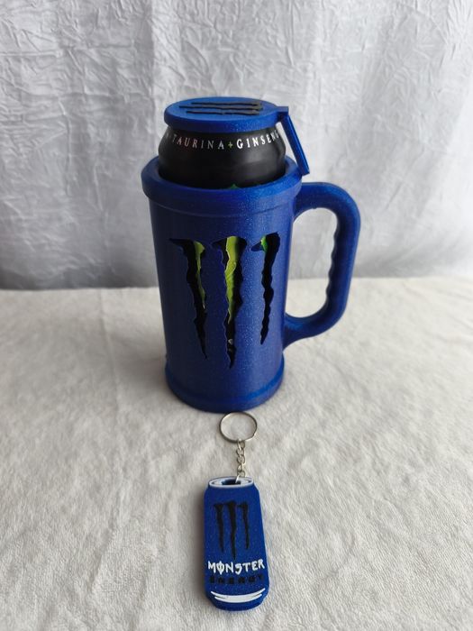 Caneca Monster Azul Purpurina + Acessórios
