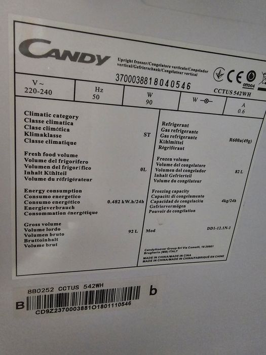 Arca congeladora CANDY 82l