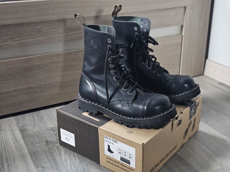 Glany STEEL 10 Dziurek Czarne Black