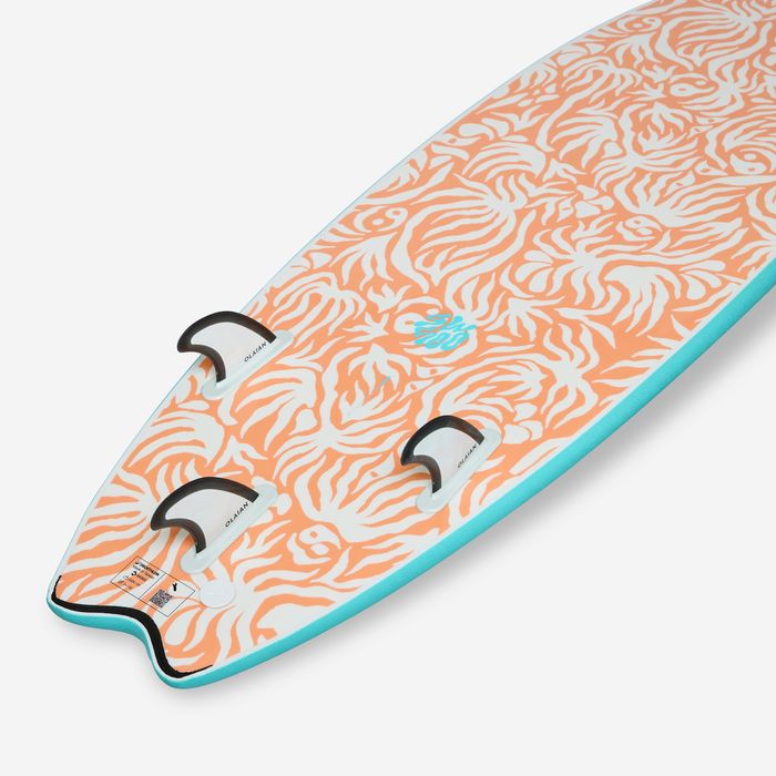 Prancha de Surf em espuma 6'6 swallow tail 55L turquesa