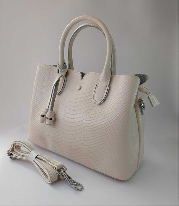 Karlos Marconi Сумка натуральна шкіра класична середня чорна, бежева