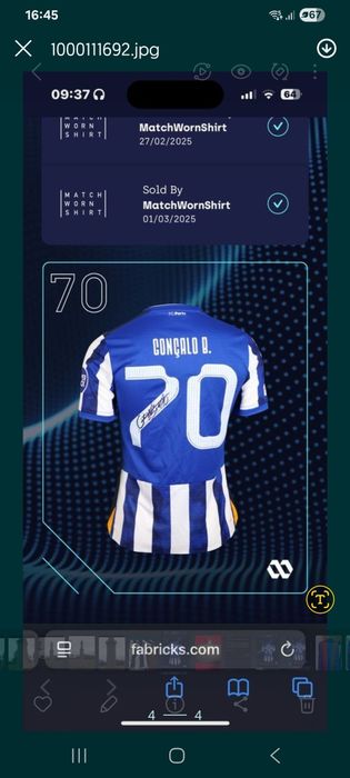 Camisola de jogo do  goncalo  do futebol clube do porto