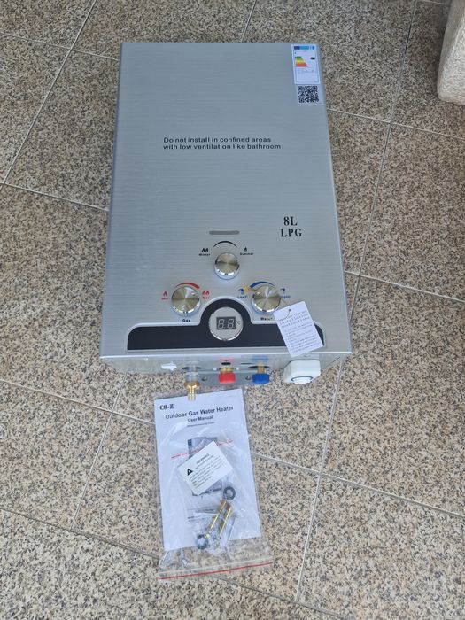 esquentador instantâneo a gás CO-Z de 8L (GPL)  ideal para campismo, caravanas funciona com pouca pressão de agua Pressão Mínima de Arranque: 0,2