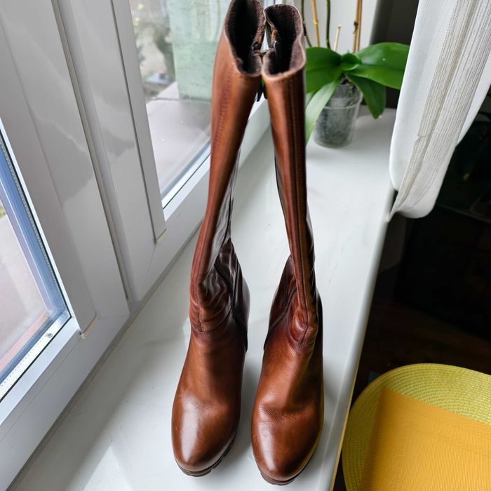 Kozaki skórzane Lasocki - rozmiar 36 , brązowe, jak nowe