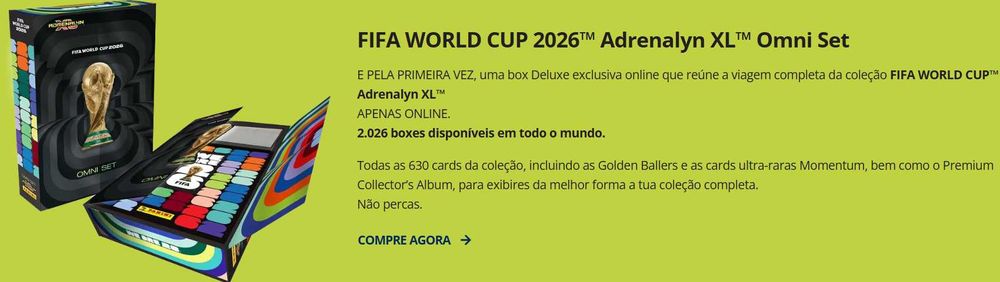 FIFA WORLD CUP 2026 ADRENALYN XL Omni Set - Exclusiva nº 929/2026 intacta vinda da Panini