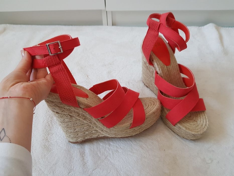 Nowe sandały koturny 38 39 h&m czerwone letnie wysokie sexy
