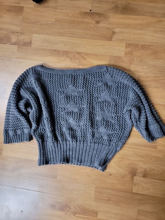 Sweter damski ażurowy,szary,rozmiar M/L