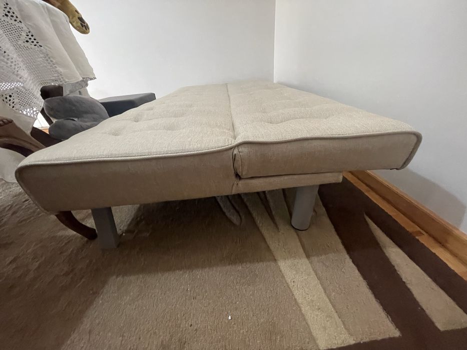 Sofá Cama 3 lugares Bege Click Clack Casa