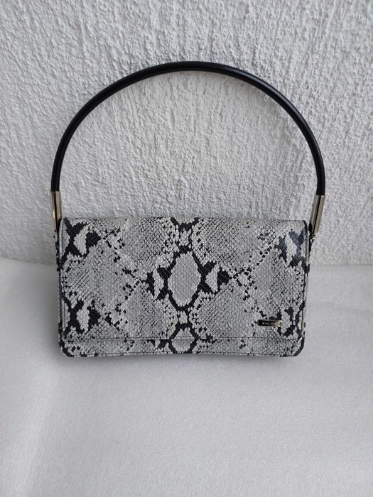 Torebka NINE WEST-wężowa skórka-szaroczarna  jak nowa InPost