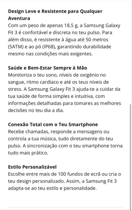 Galaxy Fit 3 em caixa a estrear