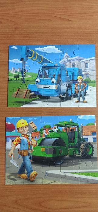 Zestaw 8 opakowań puzzli, Bob Budowniczy, koparka, auta