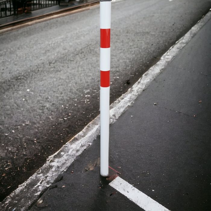 Słupek parkingowy drogowy słupki fi 60 150 cm blokada biało czerwony odblask