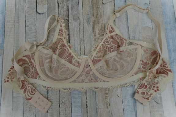 biustonosz koronkowy 70/75B beż- cynamonowy brąz miękki  na fiszbinach