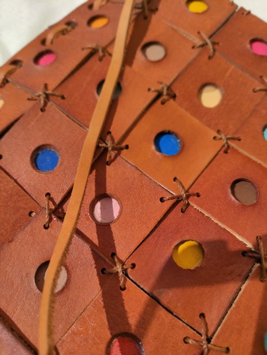 Mala tiracolo - colorida de couro