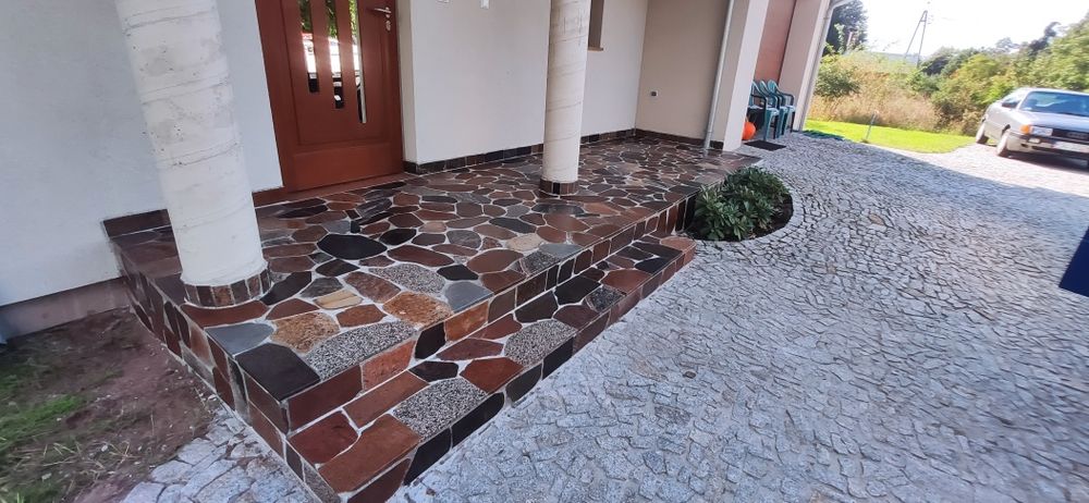 Kamień ciety ,wykonawstwo. Chodnik, taras, ścieżka. Polbruk kostka