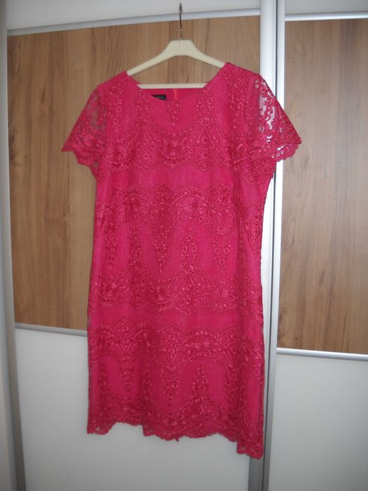 Sukienka wesele , komunia, przyjęcie koronkowa, malinowa roz.  42- 44