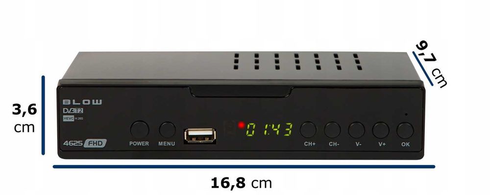tuner dekoder DVB-T2 TV naziemnej H.265 HEVC full HD USB HDMI PILOT B