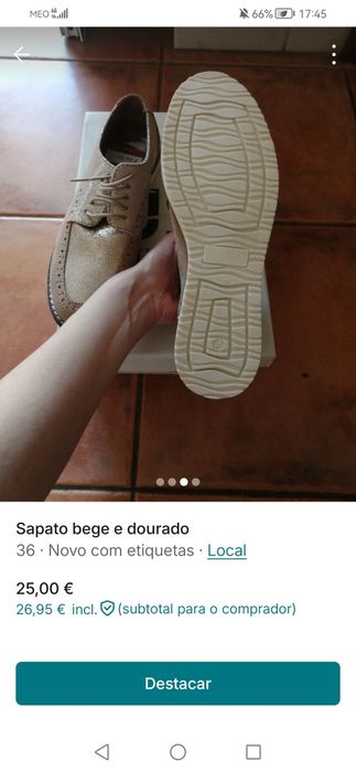 Sapato / loafer dourado e bege