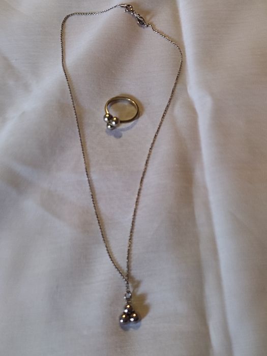 Conjunto prata anel e colar