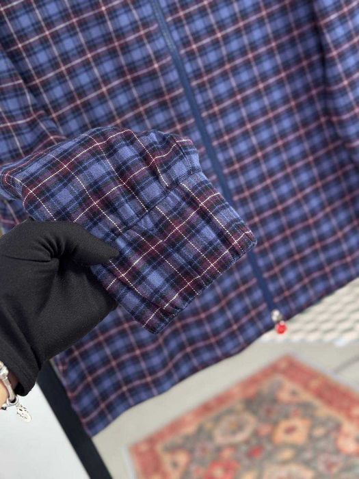Синяя рубашка овершот Kiton рубашка в клетку Китон сорочка куртка рубашка с капюшоном p049