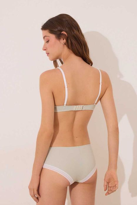 Cueca boxer de algodão canelado em renda verde Women Secret - L