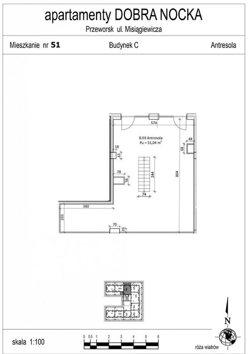 Mieszkanie 87,56 m² Dobra Nocka blok C M51 dwupoziomowe