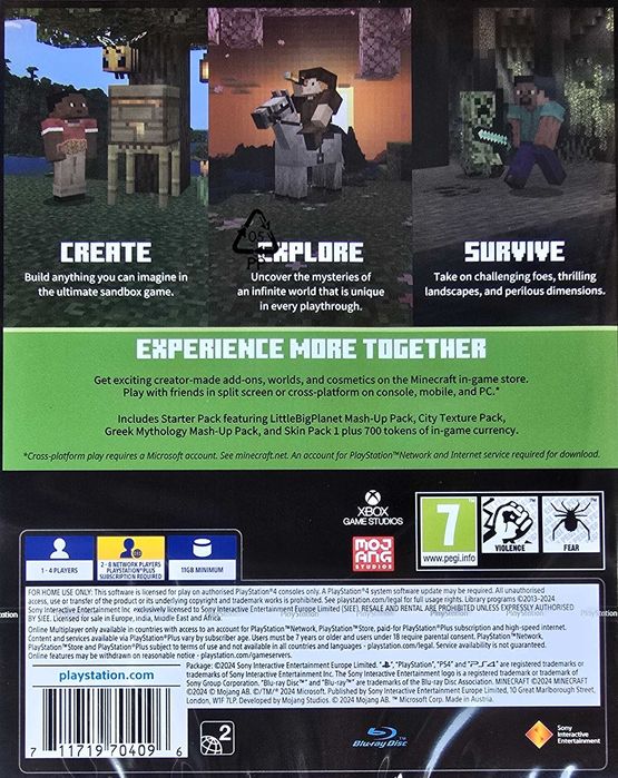 MINECRAFT BEDROCK EDITION Starter Pack PL Playstation 4 PS4 PS5 Nowa