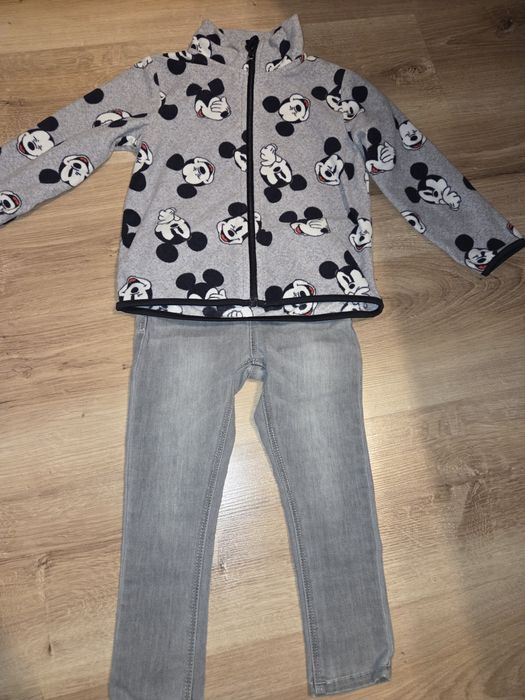 Jeansy Zara skinny polar polarek H&M Mickey Miki 98