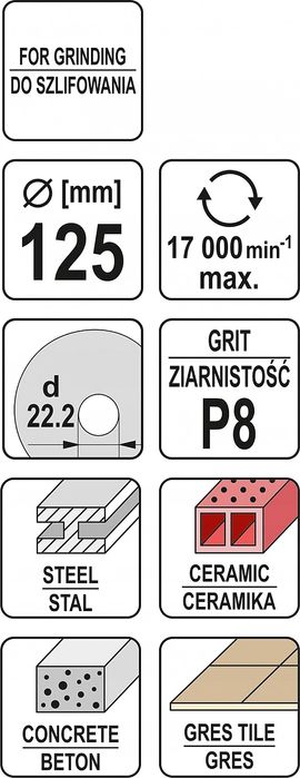 Tarcza Szlifierska Uniwersalna M14/125Mm Ziar. P8