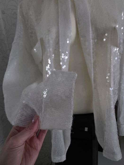 Біла рубашка кімоно з паєтками М,  Л,  XL