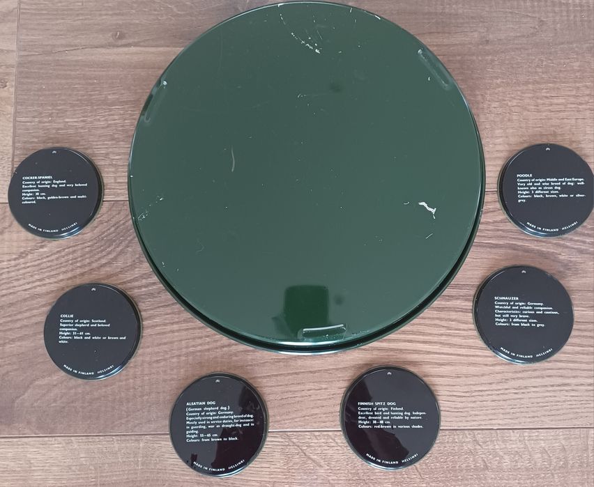 Bandeja Vintaje Redonda Metal Imagem  Cão